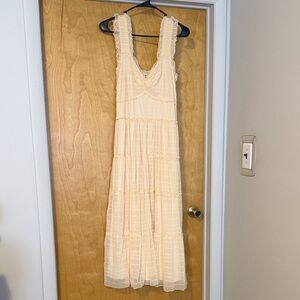 Max Studio Soft Cream Ruffled Maxi Dress